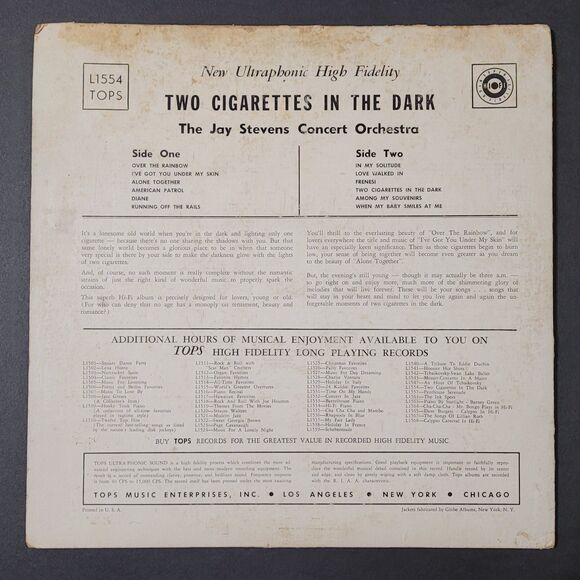 Jay Stevens Concert Orchestra LP - Two Cigarettes In The Dark - Tops F/VG- Easy - Picture 2 of 4